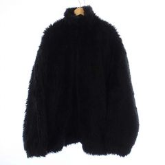 バレンシアガ BALENCIAGA 22AW ZIP UP FAKEFUR JACKET ジップアップ フェイクファージャケット ブルゾン アウター スタンドカラー 48 M 黒 ブラック 681818 /KH