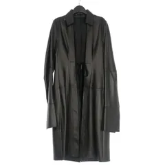 アンドゥムルメステール ANN DEMEULEMEESTER 23AW AERT オープンフロント ロングシャツ ラムレザー 長袖 46 ブラック 黒 2302-M-SH16-L-LT117-099 国内正規