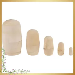 【迅速発送】OSALADI 未塗装 白木マトリョーシカ 5個組 110mm ロシアン 伝統工芸品 手作りキット 未完成の入れ子人形 キット 置物 絵付け DIY ブ おもちゃ 木製 1