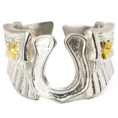 【新品】 シルバー ノーマル シルバー925 本物 特大 ホースシュー 馬蹄 翼 スター 星 指輪 インディアン モチーフ 彫り込み メンズ レディース シンプル 太め 巾着付き カジュアル おしゃれ かっこいい 人気 ブランド ジュエリー アクセサリー  0