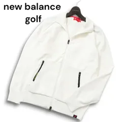 new balance golf ニューバランス ゴルフ 通年 ロゴ★ ニット ダブルジップ ブルゾン ジャケット Sz.6 メンズ 白 大きい
