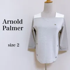 Arnold Palmer アーノルドパーマー トップス 七分袖 スクエアネック グレー 2 レディース 古着 匿名配送 送料無料 【15-514】