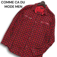 【00s★Y2K】COMME CA DU MODE MEN コムサデモード メン 秋冬 長袖 パンク チェック ネル シャツ Sz.L メンズ 赤 日本製