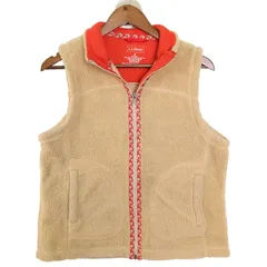 L.L.Bean エルエルビーン 秋冬★ フルジップ フリース ボア ベスト Sz.S レディース ベージュ アウトドア