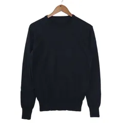 MUJI 無印良品 秋冬 ウール シルク混★ クルーネック ニット セーター Sz.L レディース 紺 ネイビー