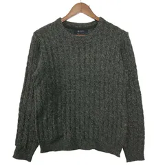 nano base ナノユニバース 秋冬 ウール混★ ケーブル クルーネック ニット セーター Sz.S メンズ