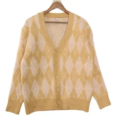 ZARA ザラ マン 秋冬 現行タグ★ アーガイル柄 ニット カーディガン Sz.M メンズ 黄色