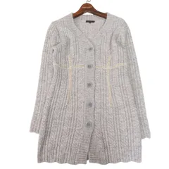 K.T KIYOKO TAKASE ケイティー キヨコタカセ 秋冬 ニット★ モヘヤ ケーブル カーディガン Sz.9 レディース 灰