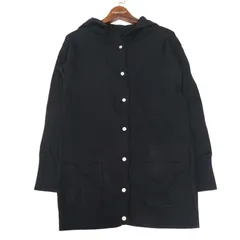 レディースブランド 秋冬 ウール★ ニット フーディー カーディガン 羽織り Sz.F レディース 黒