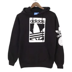 adidas アディダス 秋冬 裏起毛★ パーカー プルオーバー フーディー Sz.S メンズ 黒