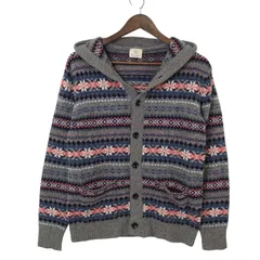 BEAUTY&YOUTH ユナイテッドアローズ 秋冬 ウール100％★ フェアアイル柄 フーディー カーディガン ニット Sz.M メンズ