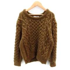 ケイビーエフ KBF アーバンリサーチ ニット セーター 長袖 ラウンドネック ケーブル編み ONE 茶 ブラウン /SY10