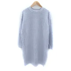 ビス ViS ニットワンピース ひざ丈 長袖 クルーネック 無地 F ライトブルー /SY4