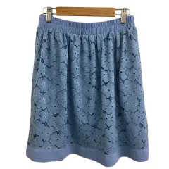 ロペピクニック ROPE Picnic スカート フレア ミニ レース リバーシブル 花柄 ナイロン 38 水色 ライトブルー