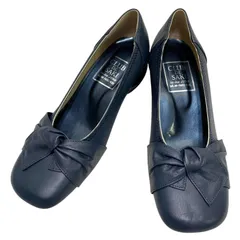 【極美品】クラブデサキ (22) パンプス スリッポン コンフォートシューズ リボン 本革 レザー 希少カラー