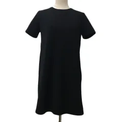 ザラ トラファルック ZARA Trafaluc ワンピース Iライン ミニ クルーネック 無地 半袖 USA M 黒 ブラック