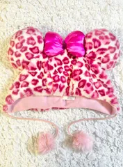 ミニー　ヒョウ柄　ファンキャップ　ピンク　リボン　レオパード　東京ディズニーリゾート限定　ファー
