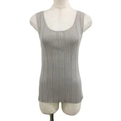 プラステ PLST カットソー タンクトップ ニット プルオーバー ラウンドネック Vネック リブ 無地 2WAY ノースリーブ S グレー ベージュ