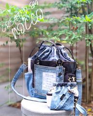 No.31 【DENIM❌帆布👖 半月型ハーフムーン🌙BAG❤️☆ポーチ&チャーム