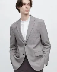 UNIQLO ユニクロ グレンチェック 2B 감탄ジャケット グレー ブレーザー L 100