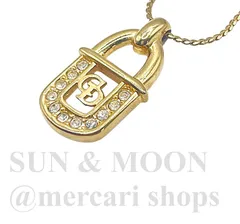 クリスチャンディオール CDロゴ パドロック ネックレス ゴールドカラー ラインストーン TJ8