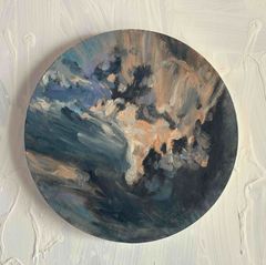 直径20㎝「空 その2」油彩・絵画・原画・丸形・アートパネル - メルカリ