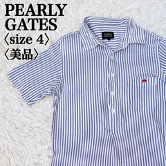 美品パーリーゲイツ半袖ポロシャツストライプ柄Mレディース清涼感爽やか夏物春夏ブルーホワイトゴルフウェアスポーツカジュアル定番デザインワンポイント刺繍トップス着痩せ効果伸縮性快適美シルエット上品きれいめJ4235【フォロワー様10％クーポン】