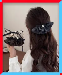 新品 レディース ドット柄 フリルリボン ヘアクリップ 上品 リボンバレッタ 人気 ヘアアクセサリー 韓国風 髪飾り 結婚式 通勤【送料無料】