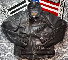 ⭐️ 【ザ黒革Wの革ジャン美品！】ハーレーダビッドソン　Harley-Davidson 正規純正本革製　Wライダースジャケット極上逸品❗️⭐️