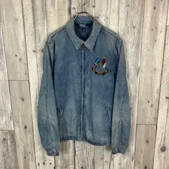 【新品】Polo by Ralph Lauren ポロ バイ ラルフローレン クロスフラッグ 両面 刺繍 スイングトップ スウィングトップ デニム ジャケット Gジャン メンズ L サイズ