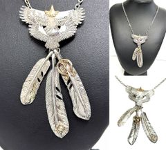 希少　セット　ARIZONA FREEDOM　アリゾナフリーダム　K18 x 925　イーグル フェザー ペンダント　ネックレス　大 金　ゴールド　シルバー　太陽神　頭金