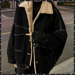 裏ファーデニムジャケットステッチブルゾン  