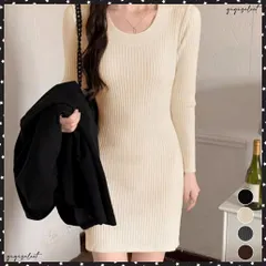 リブニットワンピース タイトワンピース  