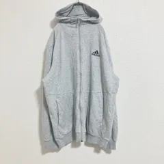 【ロゴ刺繍】00s adidas アディダス　フルジップパーカー　グレー　4XO
