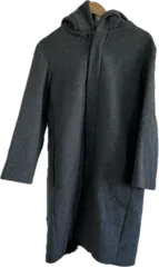 Z1620 【美品】MACPHEEマカフィー　フード付きロングコート　アウター　グレー　カシミヤ混　レディース　34サイズ