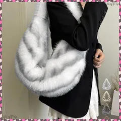 送料無料 ハーフムーンファーショルダートートバッグ  