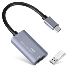 ビデオ キャプチャ カード、GUERMOK USB 3.0 HDMI to USB C オーディオ キャプチャ カード、4K 1080P60 キャプチャ デバイス、ゲーム ライブ ストリーミング レコーダー、PS4/5 用 Windows Mac OS シ 1