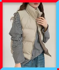 新品 レディース ダウンベスト ジップアップ パデッドベスト スポーティ 軽量 防寒 袖なし ハイネック 冬【送料無料】