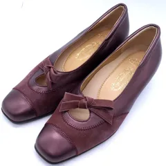 銀座ヨシノヤ パンプス スクエアトゥ シューズ ブランド 靴 日本製 レディース 22.5サイズ くすみピンク Yoshinoya 【中古】