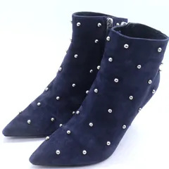 銀座カネマツ ブーツ 本革 レザー シューズ ブランド 靴 スペイン製 レディース 36サイズ ネイビー Kanematsu 【中古】