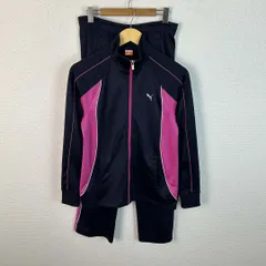PUMA プーマ セットアップ ジャージ トラックジャケット トラックパンツ バイカラー ネイビー ピンク Mサイズ レディース 古着 スポーツMIX