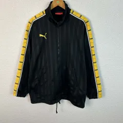 PUMA プーマ トラックジャケット スタンドカラー サイドロゴテープ ストライプ ブラック イエロー S-Mサイズ メンズ 古着 スポーツMIX ストリート