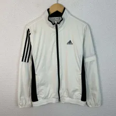 adidas アディダス トラックジャケット スタンドカラー スリーストライプス ロゴ刺繍 バイカラー ホワイト Mサイズ メンズ 古着 スポーツMIX