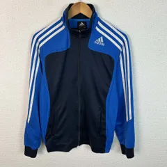adidas アディダス トラックジャケット スタンドカラー スリーストライプス バイカラー ブルー ブラック Sサイズ メンズ 古着 スポーツMIX