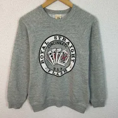 90s FRUIT OF THE LOOM フルーツオブザルーム スウェット プリント MADE IN USA ラグランスリーブ グレー Mサイズ メンズ 古着 アメカジ ヴィンテージ