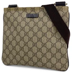 グッチ GUCCI GG柄 ショルダーバッグ メッセンジャーバッグ 斜め掛け GGスプリーム ショルダーバッグ コーティングキャンバス ブラウン 201538 レディース 【中古】
