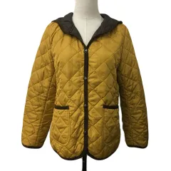 エーグル AIGLE ジャケット キルティング 中綿 ブルゾン フード 無地 パイピング 長袖 M 黄 マスタード イエローのサムネイル