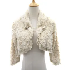 アクシーズファム axes femme ボレロ カーディガン ショート丈前開き M ベージュ /YK16