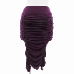 マウジー MOUSSY フリルスカート ミモレ ストレッチ 2 M 紫 パープル /FT
