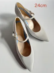 fitfit ペールブルー スウェード ポインテッドトゥ ストラップパンプス　24cm